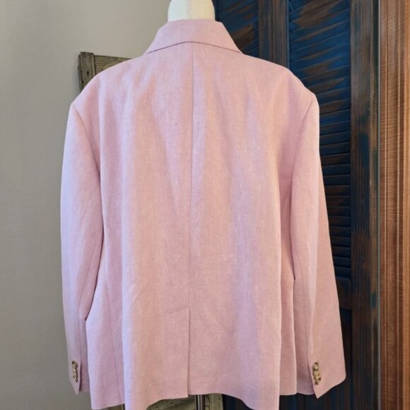 Lafayette 148 NY Pink Linen Silk Double Breasted Suit 24W - Picture 6 of 16